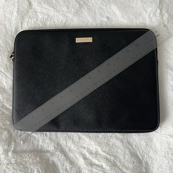 Kate Spade Black Saffiano Leather 13” Laptop Sleeve with Gold Accent - Picture 11 of 11